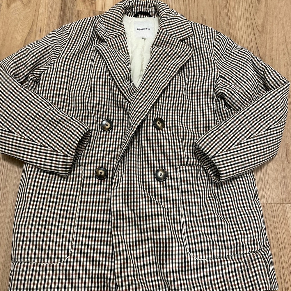 Madewell Padded Jacket in Plaid Double-Breasted Quilted Coat